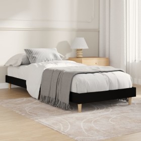 Black engineered wood bed frame 75x190 cm by vidaXL, Beds and slatted bases - Ref: Foro24-832102, Price: 74,99 €, Discount: %