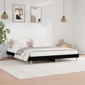 Black engineered wood bed frame 120x200 cm by vidaXL, Beds and slatted bases - Ref: Foro24-832046, Price: 112,98 €, Discount: %