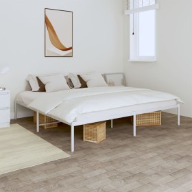 Estructura de cama de metal blanco 183x213 cm de vidaXL, Camas y somieres - Ref: Foro24-350918, Precio: 88,99 €, Descuento: %