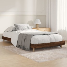 Brown oak engineered wood bed frame 90x200 cm by vidaXL, Beds and slatted bases - Ref: Foro24-832068, Price: 87,17 €, Discoun...