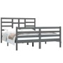 King size gray solid wood bed frame 150x200 cm by vidaXL, Beds and slatted bases - Ref: Foro24-3105867, Price: 164,99 €, Disc...