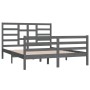 King size gray solid wood bed frame 150x200 cm by vidaXL, Beds and slatted bases - Ref: Foro24-3105867, Price: 164,99 €, Disc...