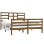 Estructura de cama madera maciza King marrón miel 150x200 cm de vidaXL, Camas y somieres - Ref: Foro24-3105868, Precio: 152,6...