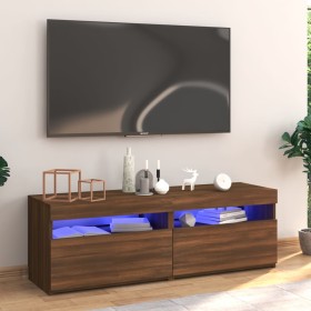 Mueble de TV con luces LED marrón roble 120x35x40 cm de vidaXL, Muebles TV - Ref: Foro24-815674, Precio: 74,06 €, Descuento: %