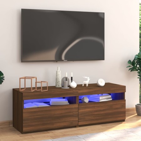 Mueble de TV con luces LED marrón roble 120x35x40 cm de vidaXL, Muebles TV - Ref: Foro24-815674, Precio: 73,80 €, Descuento: %