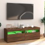 Mueble de TV con luces LED marrón roble 120x35x40 cm de vidaXL, Muebles TV - Ref: Foro24-815674, Precio: 73,80 €, Descuento: %