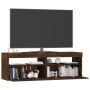 TV-Möbel mit LED-Leuchten, braune Eiche 120x35x40 cm von vidaXL, TV-Möbel - Ref: Foro24-815674, Preis: 74,33 €, Rabatt: %