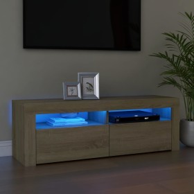 TV cabinet with LED lights Sonoma oak 120x35x40 cm by vidaXL, TV Furniture - Ref: Foro24-804313, Price: 78,38 €, Discount: %