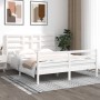 Estructura de cama de madera maciza blanca 160x200 cm de vidaXL, Camas y somieres - Ref: Foro24-3105871, Precio: 140,84 €, De...