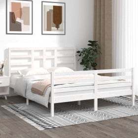 White solid wood bed frame 160x200 cm by vidaXL, Beds and slatted bases - Ref: Foro24-3105871, Price: 139,86 €, Discount: %