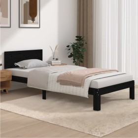 Estructura de cama madera maciza de pino negro 90x200 cm de vidaXL, Camas y somieres - Ref: Foro24-810484, Precio: 130,99 €, ...