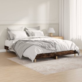 Smoked oak engineered wood bed frame 140x190cm by vidaXL, Beds and slatted bases - Ref: Foro24-832074, Price: 111,56 €, Disco...