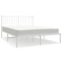 Metal bed frame with white headboard 135x190 cm by vidaXL, Beds and slatted bases - Ref: Foro24-350930, Price: 87,92 €, Disco...