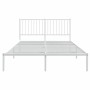 Metal bed frame with white headboard 135x190 cm by vidaXL, Beds and slatted bases - Ref: Foro24-350930, Price: 87,92 €, Disco...