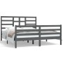 Solid gray pine wood bed frame 160x200 cm by vidaXL, Beds and slatted bases - Ref: Foro24-3105872, Price: 150,99 €, Discount: %