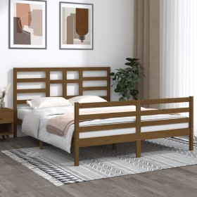 Estructura de cama madera maciza marrón miel 160x200 cm de vidaXL, Camas y somieres - Ref: Foro24-3105873, Precio: 167,99 €, ...