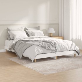 White engineered wood bed frame 135x190 cm by vidaXL, Beds and slatted bases - Ref: Foro24-832077, Price: 120,49 €, Discount: %