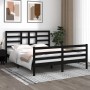 Estructura de cama de madera maciza negra 160x200 cm de vidaXL, Camas y somieres - Ref: Foro24-3105874, Precio: 154,84 €, Des...