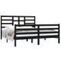 Estructura de cama de madera maciza negra 160x200 cm de vidaXL, Camas y somieres - Ref: Foro24-3105874, Precio: 154,84 €, Des...