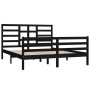 Estructura de cama de madera maciza negra 160x200 cm de vidaXL, Camas y somieres - Ref: Foro24-3105874, Precio: 154,84 €, Des...