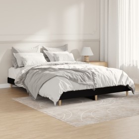 Black engineered wood bed frame 135x190 cm by vidaXL, Beds and slatted bases - Ref: Foro24-832078, Price: 100,99 €, Discount: %