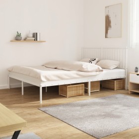 Estructura de cama con cabecero metal blanca 160x200 cm de vidaXL, Camas y somieres - Ref: Foro24-350934, Precio: 107,15 €, D...