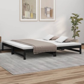 Sofá cama extraíble madera maciza de pino negro 2x(90x200) cm de vidaXL, Camas y somieres - Ref: Foro24-823408, Precio: 120,9...