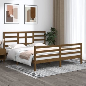 Honey brown solid wood bed frame Super King 180x200 cm by vidaXL, Beds and slatted bases - Ref: Foro24-3105878, Price: 185,99...