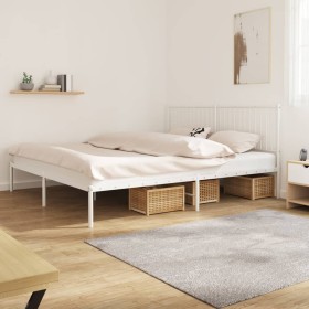 Metal bed frame with white headboard 183x213 cm by vidaXL, Beds and slatted bases - Ref: Foro24-350936, Price: 98,99 €, Disco...