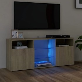 Armario TV con luces LED roble Sonoma 120x30x50 cm de vidaXL, Muebles TV - Ref: Foro24-804304, Precio: 74,49 €, Descuento: %