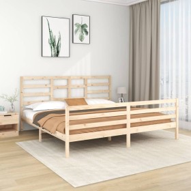 Solid wood bed frame 200x200 cm by vidaXL, Beds and slatted bases - Ref: Foro24-3105880, Price: 139,99 €, Discount: %