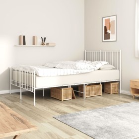 Metal bed frame with headboard and white footboard 120x190 cm by vidaXL, Beds and slatted bases - Ref: Foro24-350946, Price: ...