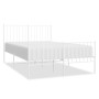 Estructura cama metal con cabecero y estribo blanco 120x190 cm de vidaXL, Camas y somieres - Ref: Foro24-350946, Precio: 82,8...