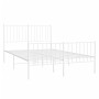 Estructura cama metal con cabecero y estribo blanco 120x190 cm de vidaXL, Camas y somieres - Ref: Foro24-350946, Precio: 82,8...