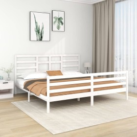 Weißer Massivholzbettrahmen 200x200 cm von vidaXL, Betten und Lattenroste - Ref: Foro24-3105881, Preis: 151,99 €, Rabatt: %