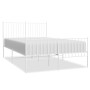 Metal bed frame with headboard and white footboard 135x190 cm by vidaXL, Beds and slatted bases - Ref: Foro24-350948, Price: ...