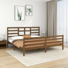 Estructura de cama madera maciza de pino marrón miel 200x200 cm de vidaXL, Camas y somieres - Ref: Foro24-3105883, Precio: 17...