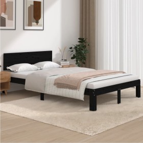 Estructura de cama madera maciza de pino negro 120x200 cm de vidaXL, Camas y somieres - Ref: Foro24-810494, Precio: 156,99 €,...