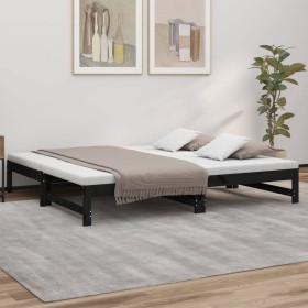 Sofá cama extraíble madera maciza de pino negro 2x(90x190) cm de vidaXL, Camas y somieres - Ref: Foro24-823418, Precio: 141,2...