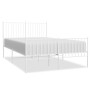 Estructura cama metal con cabecero y estribo blanco 140x200 cm de vidaXL, Camas y somieres - Ref: Foro24-350950, Precio: 88,3...