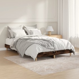 Smoked oak engineered wood bed frame 120x190cm by vidaXL, Beds and slatted bases - Ref: Foro24-832090, Price: 104,99 €, Disco...