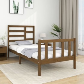 Honey brown solid wood single bed frame 75x190 cm by vidaXL, Beds and slatted bases - Ref: Foro24-3105888, Price: 109,69 €, D...