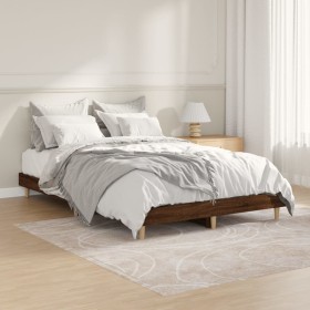 Estructura de cama madera de ingeniería marrón roble 120x190 cm de vidaXL, Camas y somieres - Ref: Foro24-832092, Precio: 106...