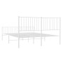 Metal bed frame with headboard and white footboard 150x200 cm by vidaXL, Beds and slatted bases - Ref: Foro24-350951, Price: ...