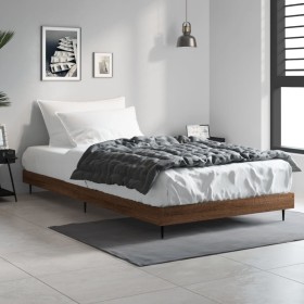 Estructura de cama madera de ingeniería marrón roble 90x190 cm de vidaXL, Camas y somieres - Ref: Foro24-832308, Precio: 81,9...