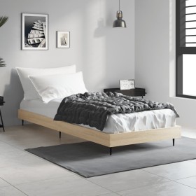 Sonoma oak engineered wood bed frame 75x190 cm by vidaXL, Beds and slatted bases - Ref: Foro24-832312, Price: 73,31 €, Discou...