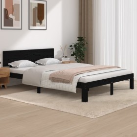 Solid black pine wood bed frame 140x200 cm by vidaXL, Beds and slatted bases - Ref: Foro24-810499, Price: 145,96 €, Discount: %