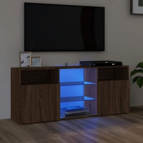 Mueble de TV con luces LED marrón roble 120x30x50 cm de vidaXL, Muebles TV - Ref: Foro24-815716, Precio: 87,29 €, Descuento: %