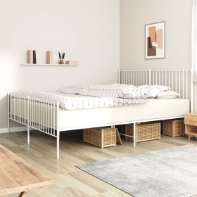 Metal bed frame with headboard and white footboard 180x200 cm by vidaXL, Beds and slatted bases - Ref: Foro24-350953, Price: ...