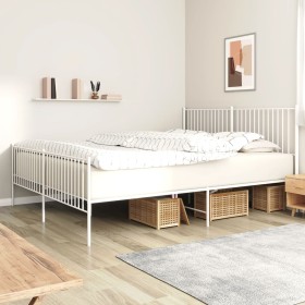 Metal bed frame with headboard and footboard white 193x203 cm by vidaXL, Beds and slatted bases - Ref: Foro24-350955, Price: ...